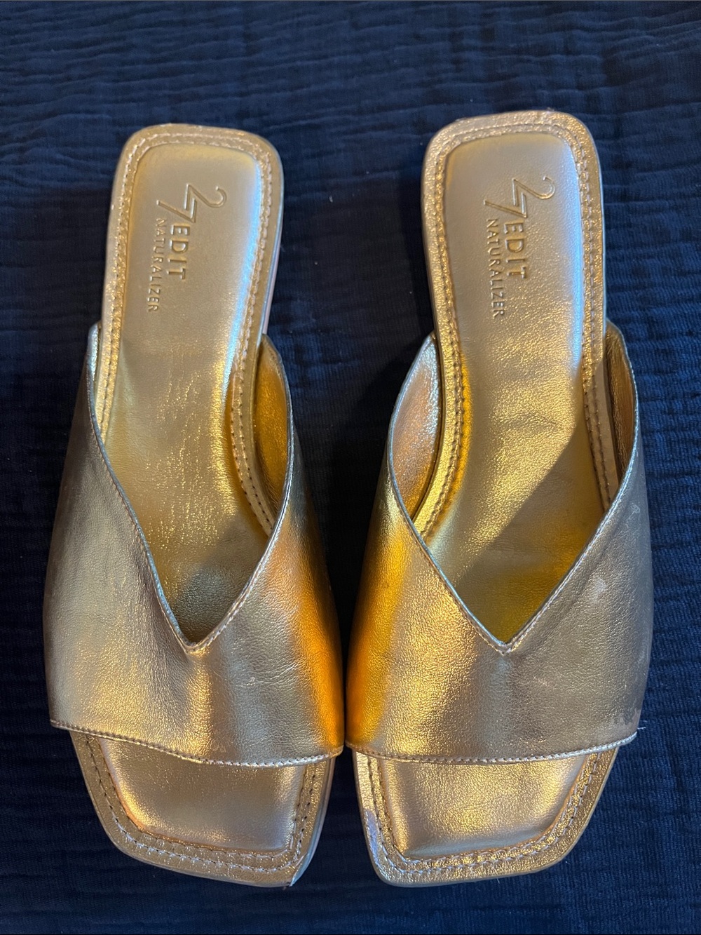 Naturalizer Gold Metallic V-Front Slide Mules